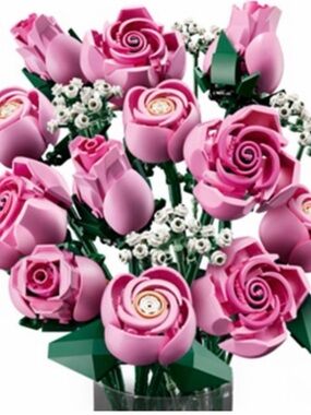 Pink LEGO Rose Bouquet - Decorative Flowers almost all together